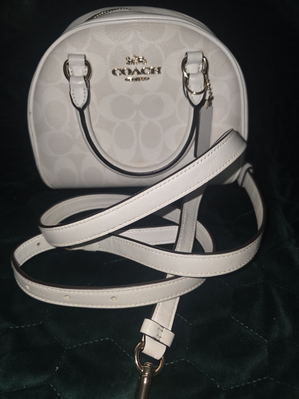 Coach Sydney Satchel Glaxier White Signature Dome Satchel Bag Purse - Picture 10 of 12